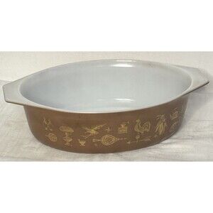 Vintage Pyrex Oval Casserole Dish Early American 043 1.5 QT Thanksgiving Cater